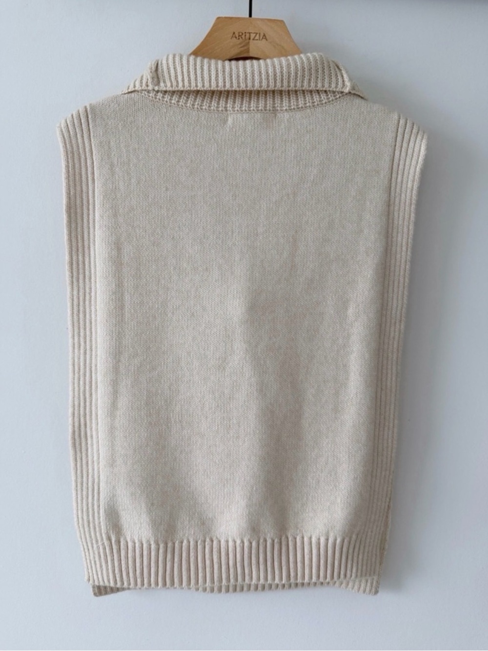 H&M Cream Half Zip Knit Sweater Vest Open Side Minimalist - Picture 8 of 15
